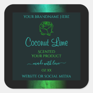 Teal and Green Marble Floral Modern Product Labels
