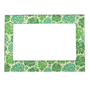 Teal and Green Monstera Leaves Magnetic Frame