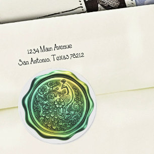 Teal and Green Peacock Wax Look Seal