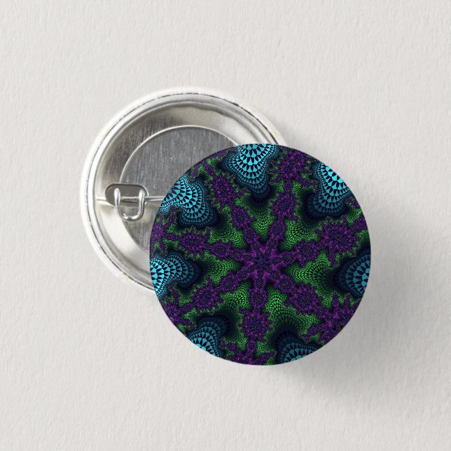 Teal and Green Starburst Pinback Button (Front & Back)