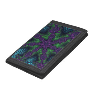 Teal and Green Starburst Tri-fold Wallet