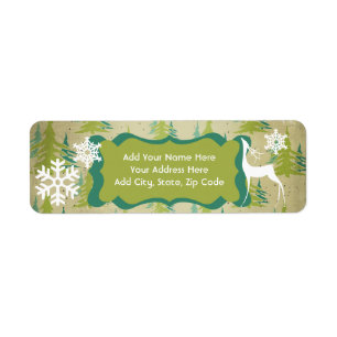 Teal and Green Trees Holiday Address Labels
