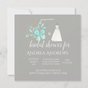 Teal and Grey Bridal Shower Invitation