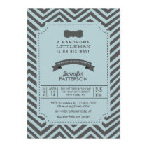 Teal and Grey Chevron Bow tie Baby Shower Invite