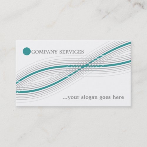 Teal and grey crossed curved lines and circle business card