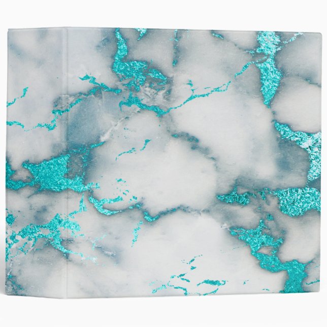 teal and grey marble 3 ring binder (Front/Spine)