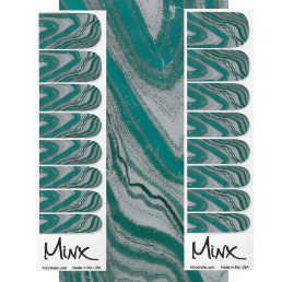 Teal and Grey Mineral Waves Minx Nail Art