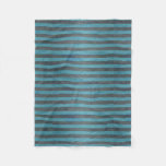 Teal and Grey Stripes Pattern Fleece Blanket
