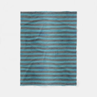 Teal and Grey Stripes Pattern Fleece Blanket