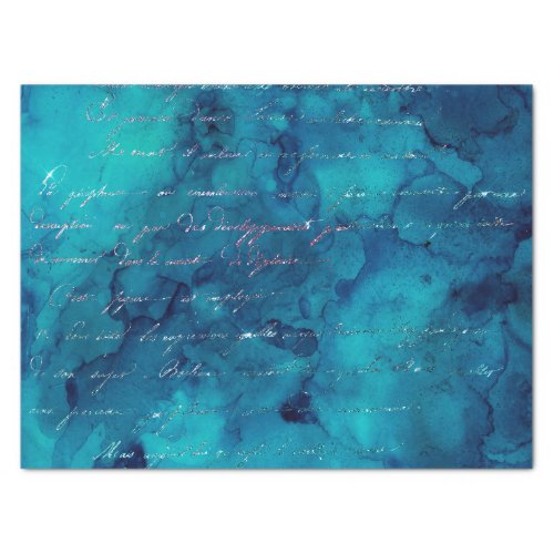 Teal and Iridescent Glitter Mermaid Letters Tissue Paper