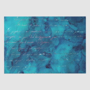 Teal and Iridescent Glitter Mermaid Letters Tissue Paper