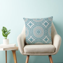 Teal and Ivory Abstract Mandala Pattern