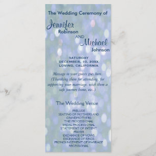 Teal and Lavender Bokeh Wedding Program