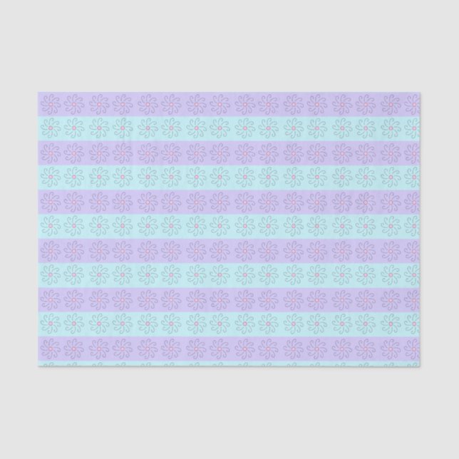 Teal and Lavender Floral  Tissue Paper (Front)