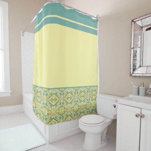 Teal and Lemon Pattern Shower Curtain
