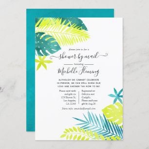 Teal and Lemon Tropical Baby Shower by Mail Invitation