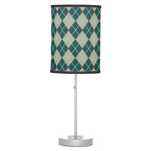 Teal and Light Blue Argyle Table Lamp