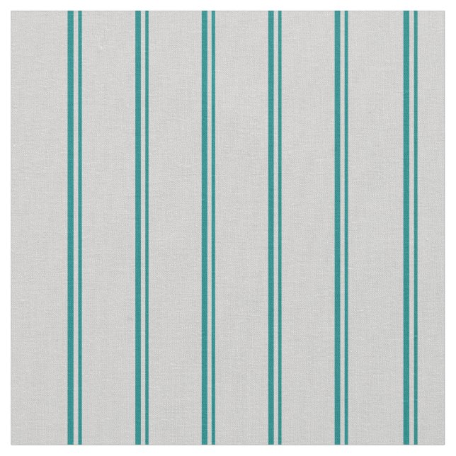 Teal and Light Gray Stripes Fabric (Close Up)