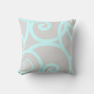teal and light grey  modern abstract pillow