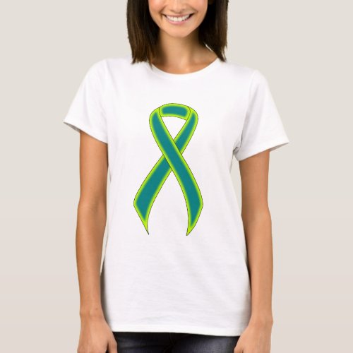Teal and Lime Green Awareness Ribbon T_Shirt