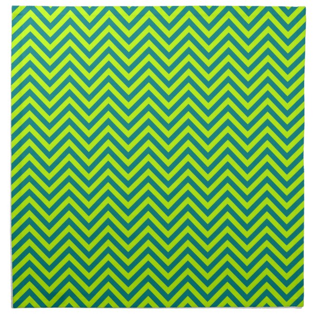 Teal And Lime Green Chevron Pattern Napkin (Front)