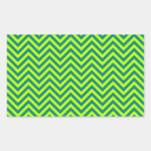Teal And Lime Green Chevron Pattern Rectangular Sticker