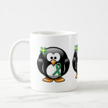 Teal and Lime Green Penguin Coffee Mug