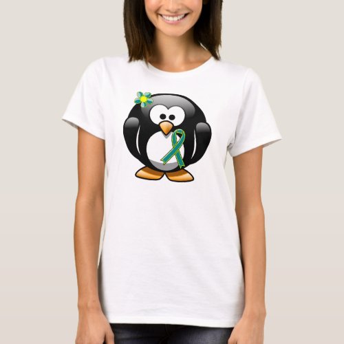 Teal and Lime Green Penguin T_Shirt
