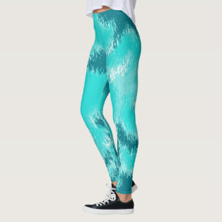 Teal and Mint Abstract ikat Pattern Leggings