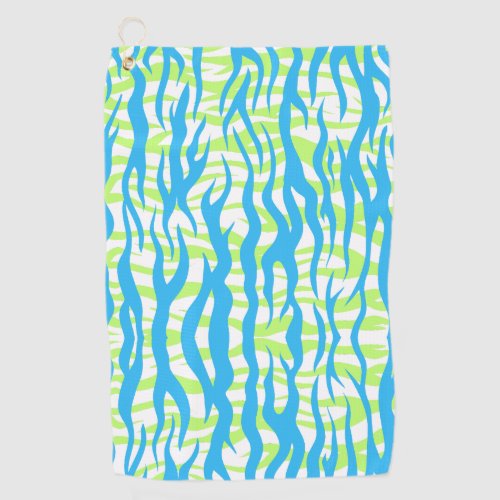 Teal and Mint Green Tiger Pattern Golf Towel