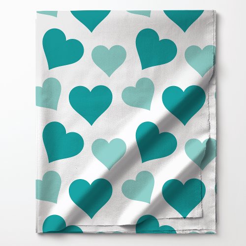 Teal And Mint Hearts Valentine Pattern Fabric