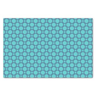 Teal and Navy Blue Traditional Maroccan Pattern Tissue Paper