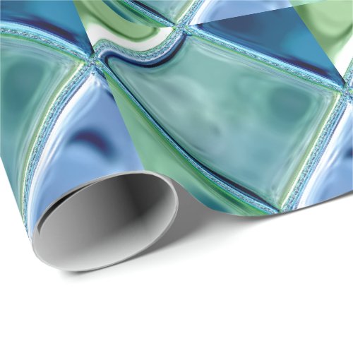 Teal and Navy Glass Mosaic Tile Art Wrapping Paper
