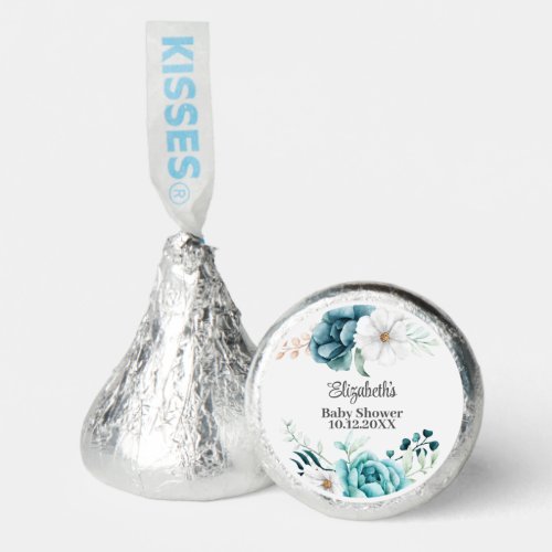 Teal and Off_White Baby Shower  Hersheys Kisses
