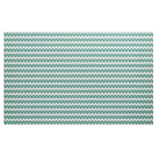 Teal and Off White Chevron Pattern Fabric
