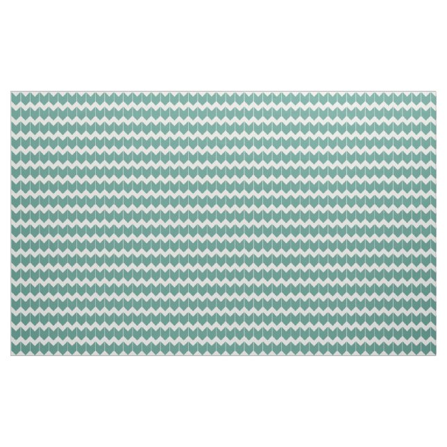 Teal and Off White Chevron Pattern Fabric (Yard)
