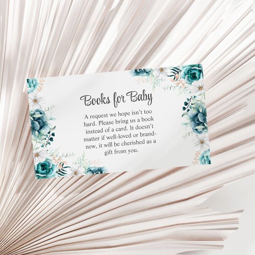 Teal and Off_White Wildflowers Books for Baby Enclosure Card