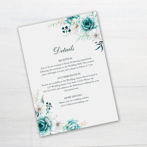 Teal and Off_White Wildflowers Details Card