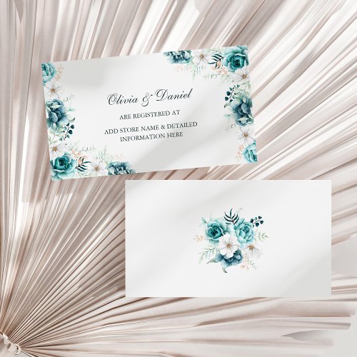 Teal and Off_White Wildflowers Registry Card