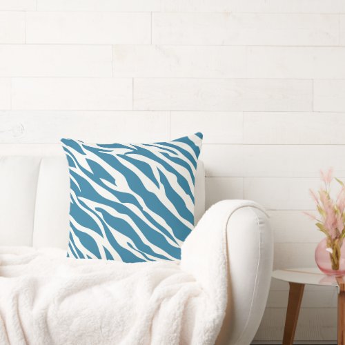 Teal and Off White Zebra Design Pillow