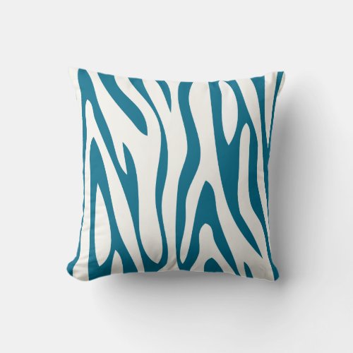 Teal and Off White Zebra Design Pillow