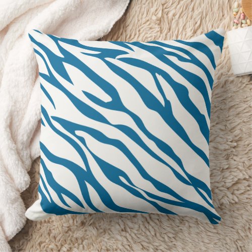 Teal and Off_White Zebra Design Pillow