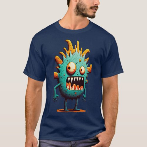 Teal and Orange Cute Monster T_Shirt