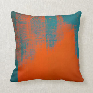 Teal and Orange Design Script / brush stroke back Throw Pillow