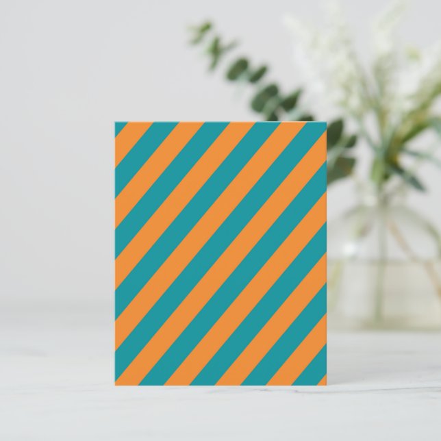 Teal and Orange Diagonal Stripes Scrapbook Paper (Standing Front)