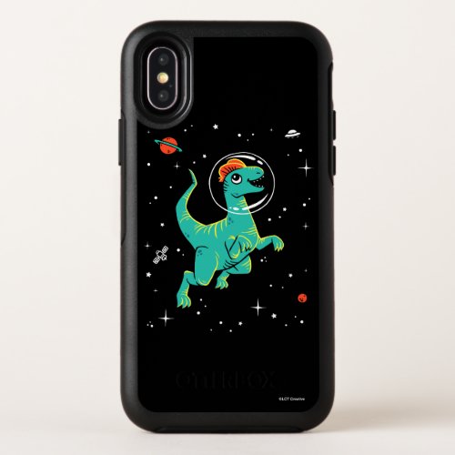 Teal And Orange Dilophosaurus Dinos In Space OtterBox Symmetry iPhone X Case