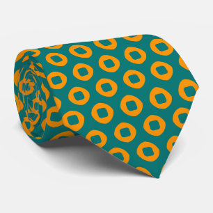 Teal and Orange Dot Circle Pattern Neck Tie