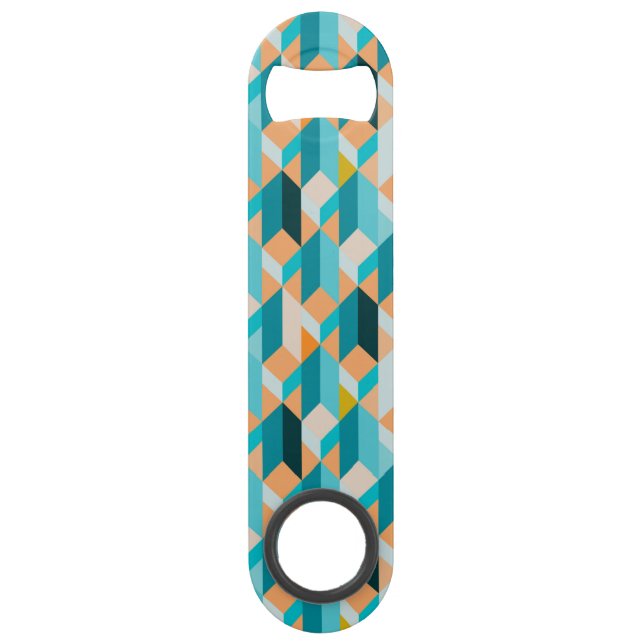Teal And Orange Shapes Pattern Bar Key (Front)