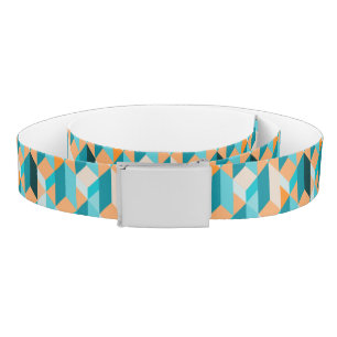 Teal And Orange Shapes Pattern Belt