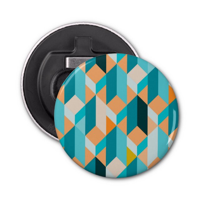 Teal And Orange Shapes Pattern Bottle Opener (Front)